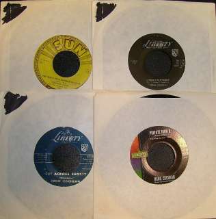 68 original ROCKABILLY & ROCK N ROLL 45 RPM records LOT listed & all 