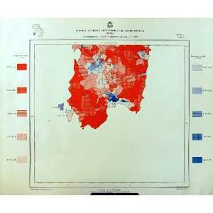  1933 Colour Map Italy Statistics Cosenza Land Ownership 