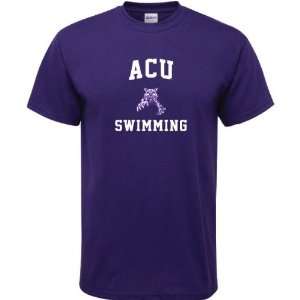  Abilene Christian Wildcats Purple Swimming Arch T Shirt 