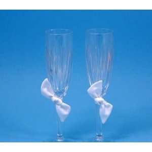 Wedding Toasting Glasses   Love Knot Crystal Flutes:  