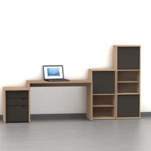  Nexera Infini T Computer Desk with Bookcase and Filing Cabinet 