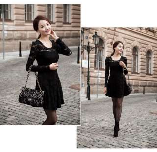   Fashion Hot Princess Hollow Sleeve Collarless Lace Mini Dress 2468