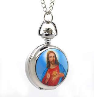 250% Free ship Jesus Pray MINI Pocket Watch Necklace  