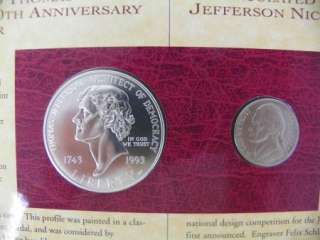 US Mint Commemorative Coin/Currency Set, Thomas Jefferson, 90% Silver 