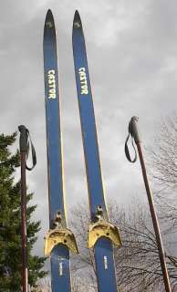 VINTAGE HICKORY Wooden 78 Skis with Bamboo Poles  