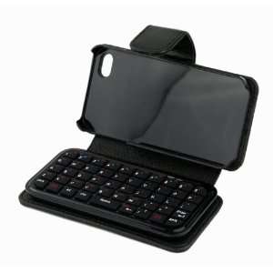 Mini Wireless Bluetooth Keyboard with Leather Case Black for iPhone 4 