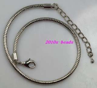 10Pcs Silver Plate Snake Chain Bracelets Fit Charms 25cm  