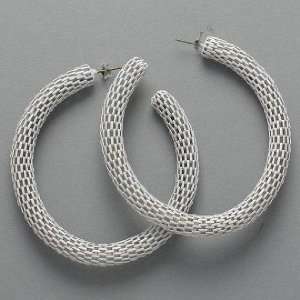  White Wirel Hoop Earrings 