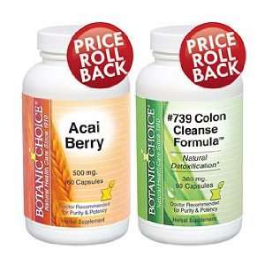 Botanic Choice Acai Berry Extract and #739 Colon Cleanse Set Detox and 