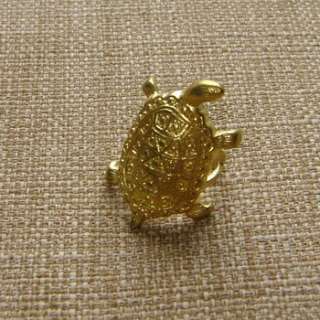 Vintage/fashion TURTLE stuffed animal shell gold brass ring SZ 8.5 
