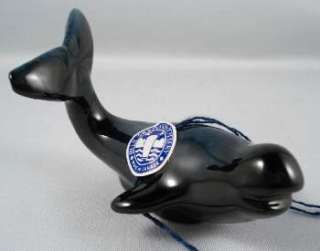   Mountain Pottery COBALT MINI WHALE ~2002 Blue Water Collection  