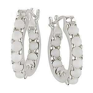  Sterling Silver Opal Huggie Earrings: Jewelry