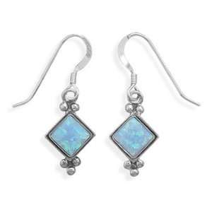   Blue Opal Earrings on French Wire 925 Sterling Silver Jewelry