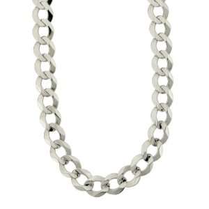  Mens 14k White Gold 9mm Cuban Chain Necklace, 22 