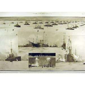  1907 Cowes Week Solent Royal Review Fleet Armada Print 