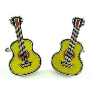  Yellow Excellent Acoustic Guitar Cufflinks Jewelry