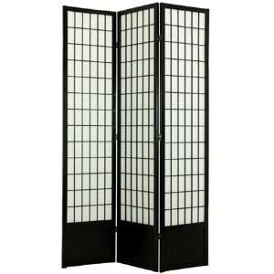  6.5 Tall Window Pane Shoji Screen 3 Panel (Black) (78H x 