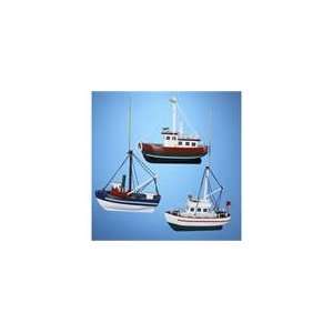   of 12 Red, Green and Blue Wooden Fishing Boat Christma: Home & Kitchen