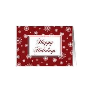  Happy Holidays, Christmas   Red and White Snowflakes Card 