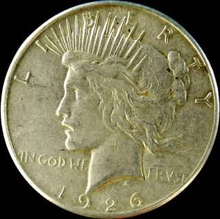 US Coin 1926 S Peace 90% Silver Dollar High Grade  