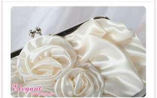 3748 Ivory Satin Flower Bridal/Wedding/Party Handbag  