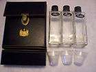 Faux Black Leather Case Travel Bar Set Kit Glass Flasks