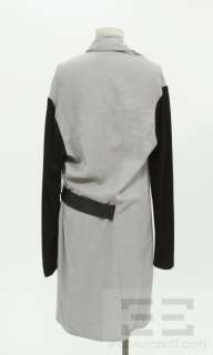   Grey & Black Side Belted Long Sleeve Dress Size 8, NEW $395  