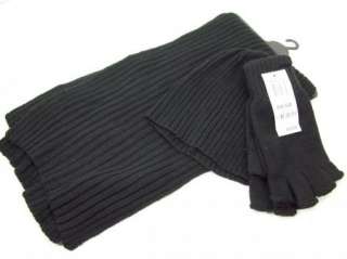 American Rag Knit Scarf Hat Gloves Set Black Womens 081091486348 