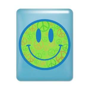   iPad Case Light Blue Smiley Face With Peace Symbols 