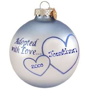  Personalized Adopted with Love Blue Ornament (Order By 12 