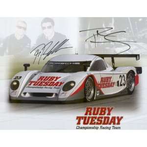   Long/Mike Rockenfeller autographed Ruby Tuesday sports car postcard
