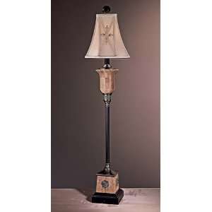    528 Arcadian Console Lamp Cream Stone w/ Wood Stone