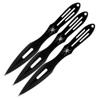 3pc BLACK WIDOW SPIDER THROWING KNIFE SET WITH SHEATH  
