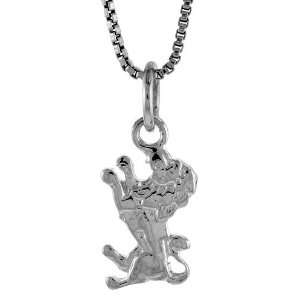  Sterling Silver 9/16 in. (14mm) Tall Teeny Lion Pendant Jewelry