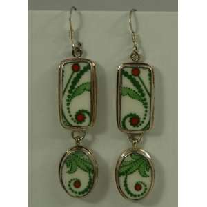  Hand Cut China Sterling Silver Earrings Winter Holiday 