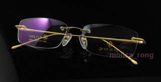 rim less pure100%titanium optical frame eyeglasses gold  