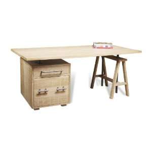  Whitely White Wash Oak Desk with Cabinet Furniture 