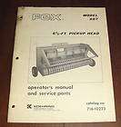 FOX 807 6 1/2 FT PICKUP HEAD OPERATOR PARTS MANUAL