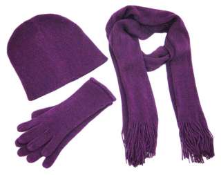 Super Soft Violet Purple Winter Scarf, Hat, Gloves Set  