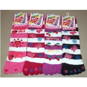    4 PAIRS WOMENS/GIRLS TOE SOCKS WITH DESIGNS: Everything Else