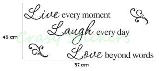 LIVE LAUGH LOVE Quote Wall Vinyl Stickers Art Decal Mural Reusable 