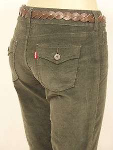 LEVIS JEANS 526 Slender Boot Cut Green Corduroy Cords Womens Pants New 