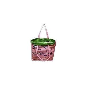   Peppy Tote, Pink w/ Olive, (Recycled Rice/feed Bags) 