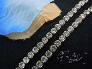 888 clear crystal rhinestone close chain trims golden 5.8 meter  