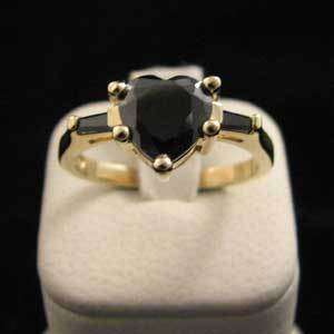 SOLITAIRE HEART BLACK CZ WIDOWS MOURNING & GRIEF RING  