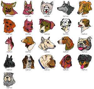 PETS/ DOG FACES V.1 (5X7) LD MACHINE EMBROIDERY DESIGNS  