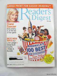 Readers Digest Large Print Magazine ~ May 2007 ~ Diane Sawyer etc 