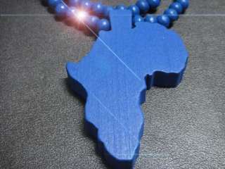 Wooden African Map Piece Africa Pendant Wood Rosary Bead Chain 