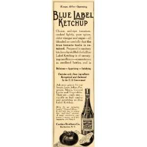  1914 Ad Blue Label Ketchup Curtice Brothers Rochester 