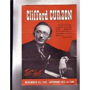  Clifford Curzon Pianist  Handbill NYC Town Hall 1947 